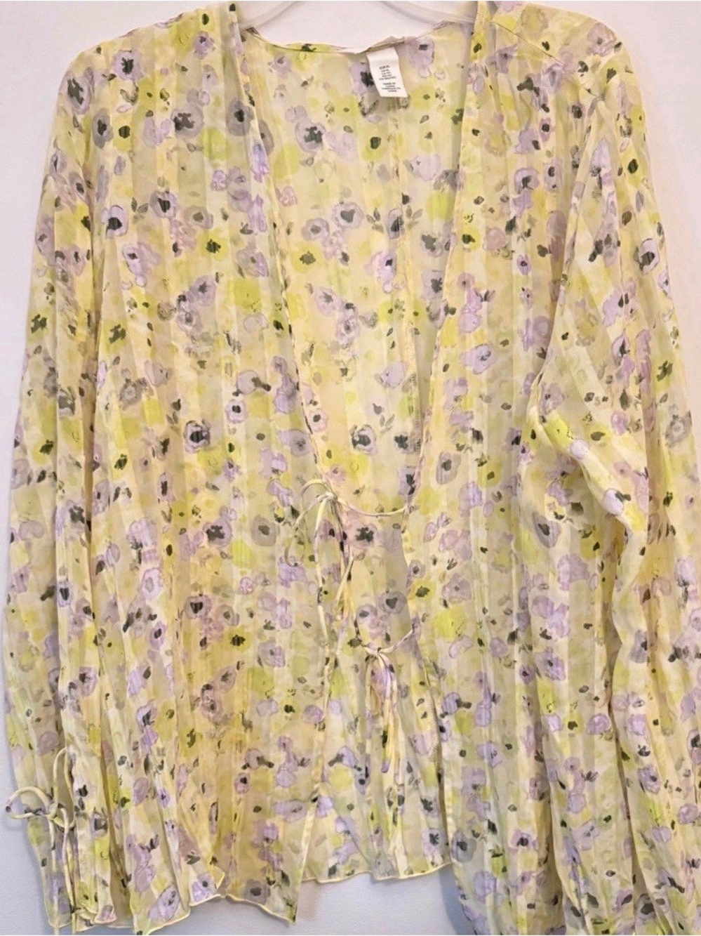 H&M Yellow Floral Sheer Blouse